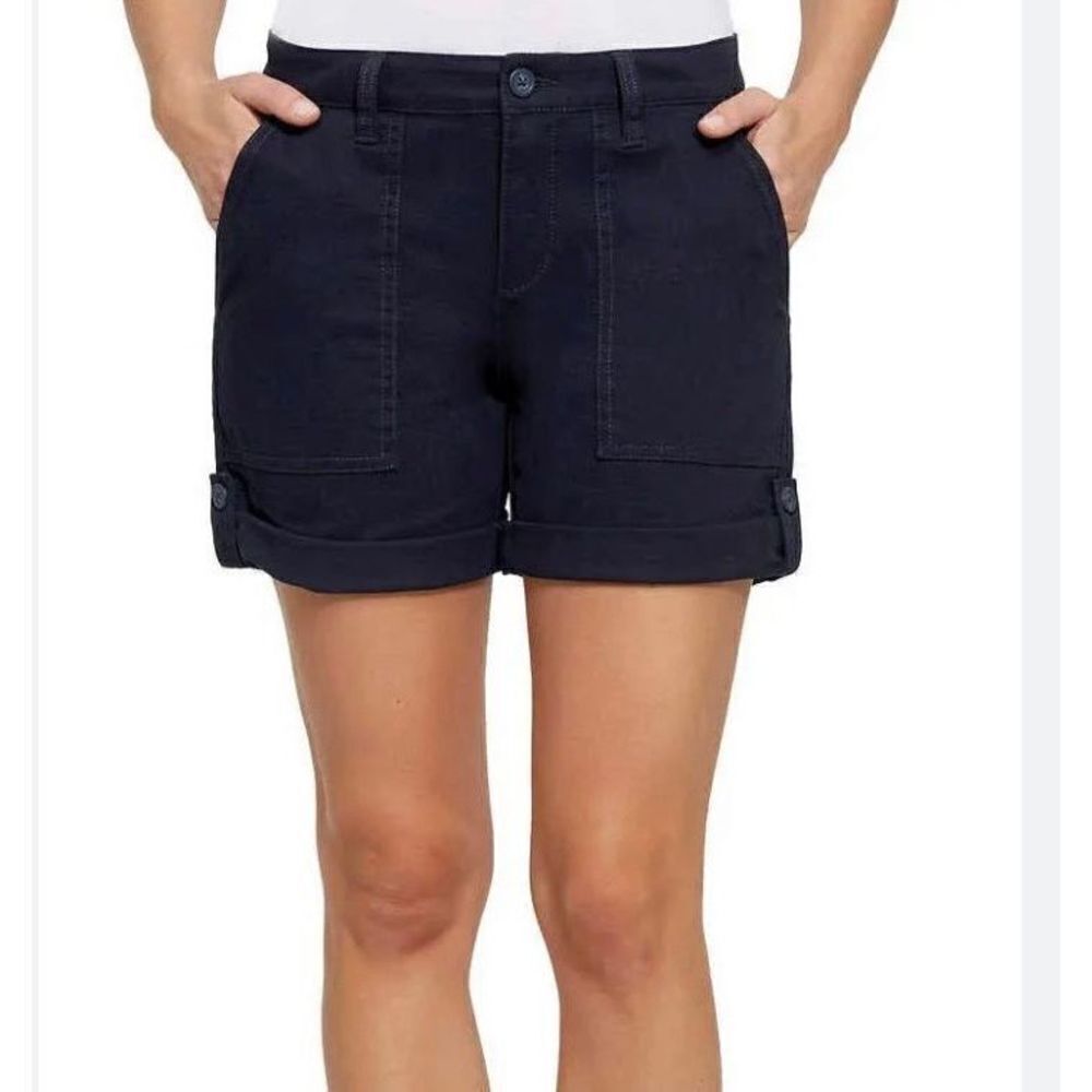 Jones New York, women’s navy blue Chino utility shorts patch pocket size 8